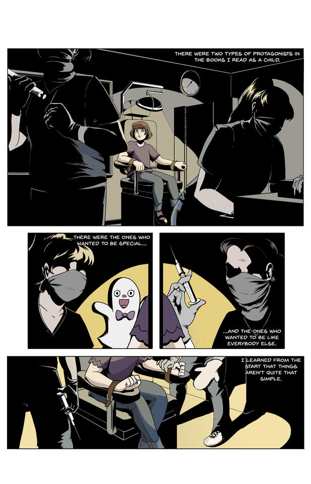 "Carpe Libertas" page 1. Written &amp; inked by Kendall Atkins, colors by Terra Firby.